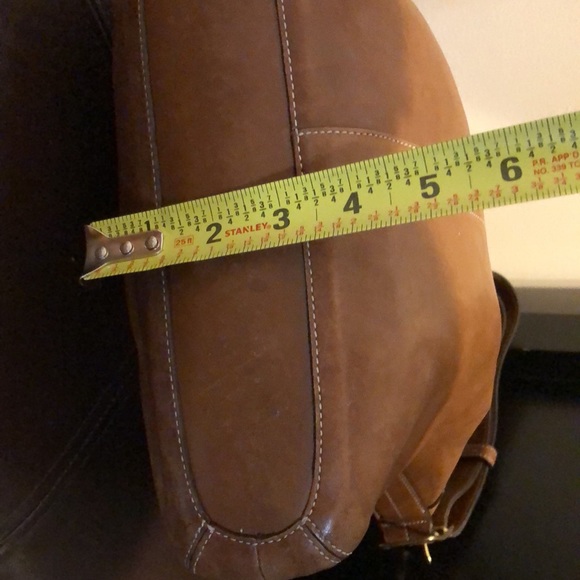 COACH Bleeker Legacy Signature Saddle Brown Leather Slim Duffle Crossbody Bag - Picture 13 of 15